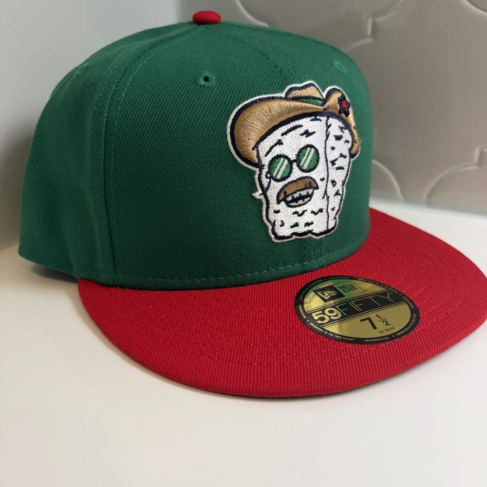 New Era Frisco Roughriders MiLB Copa 59FIFTY Green Red Fitted Hat Size 7 1/2